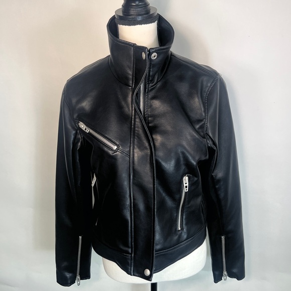 Blank NYC Behan leather hacker w high collar- motorcycle jacket matrix vibes. - Picture 5 of 9